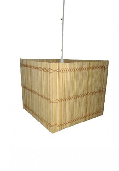 Lustre artesanal em bambú 25x25x23 pronto para estalar